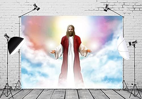 CORFOTO Плат 9x6 фута Фон с Разпятието Снимка на Небето Свети Исус Христос е Спасението на Евангелието на Библията Бог Фон Банери За