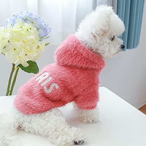 Голям Пуловер за Кучета, Hoody с качулка за Кучета, Однотонное Плюшевое Топло Палто с Надпис Котка, Топли Дрехи