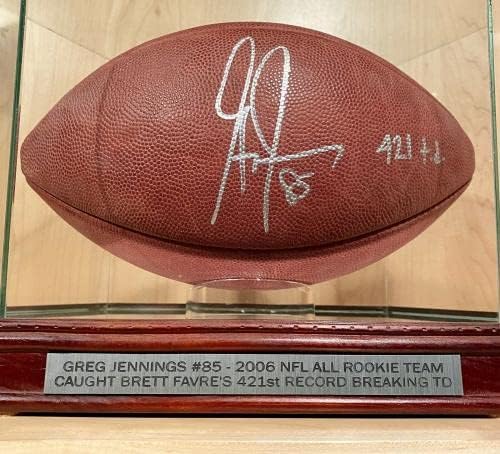 Грег Дженингс 421 TD Подписа Официални футболни топки Wilson NFL Football Game Пакърс SB XLV JSA С автограф