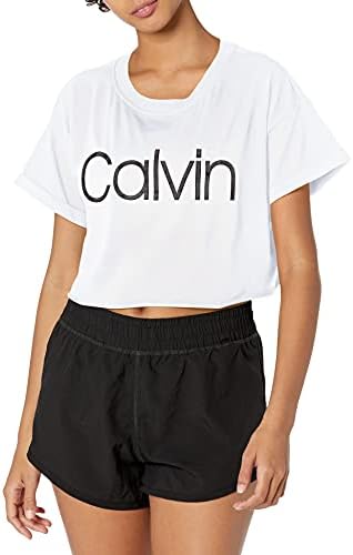 Дамски Укороченная тениска Calvin Klein Performance с навити маншети