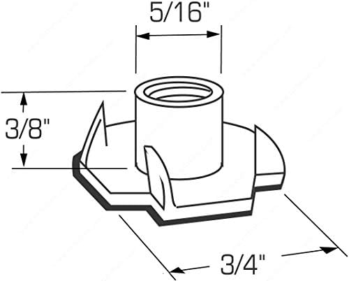 Гайка 1/4-20 Т - 4 клипса - Поцинковани -за производство на мебели, стени за скално катерене, дървообработване и т.н. - Диаметър 0,25