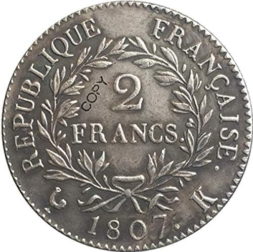 Франция на Наполеон I 1807 K Монети, деноминирани 2 Франка Копие COPYSouvenir Новост Монета, Монета за Подарък