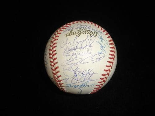 2001 Отбор ню ЙОРК Янкис AL Champions Подписа Официални бейзболни топки WS Baseball 33 sigs JSA Jeter с автограф