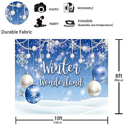 Funnytree 10x8ft Издръжлив на Фона на Зимната Страна на Чудесата, Без Бръчки Синьо Момче Детски Душ Рожден Ден на Коледно Парти Снежинка
