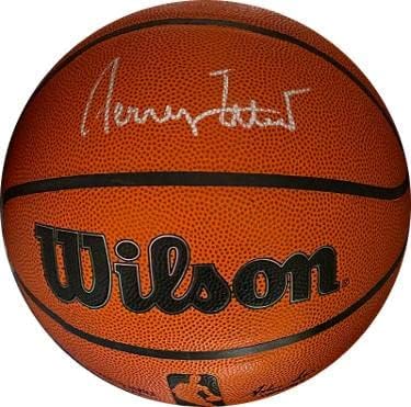 Джери Уест подписа договор с Wilson NBA Authentics Series I/ O Баскетбол - Свидетел на JSA (Лос Анджелис Лейкърс) - Баскетболни топки