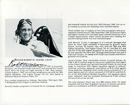Робърт У. Мур, Пилот на изтребител от военновъздушните сили на САЩ от Втората световна война, на два Пъти Говорители, Подписано Снимка