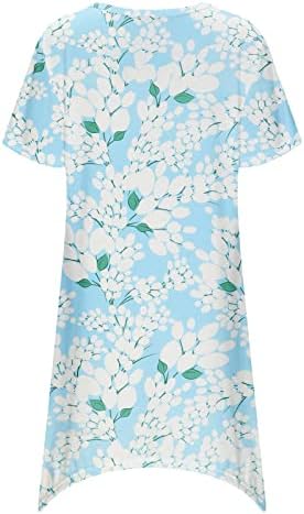 Къс Ръкав 2023 Мода през Цялата Силует Памук Цветен Графичен Обяд Блуза, Риза за Дами Риза Лято Есен Дамски