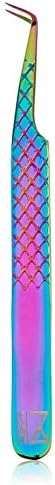 M Diamond LASH Grip Rainbow Mermaid Collection 90-Градусов Пинсети За Изграждане на Миглите от Многоцветни Японска Стомана САМО ЗА ПРОФЕСИОНАЛИСТИ