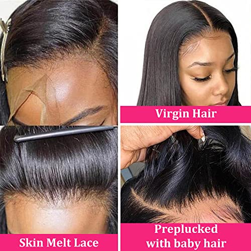 13x6 HD Прозрачни Перуки на Дантели от Бразилския Естествена Коса Без Лепило 12A Права Перука От Човешка Коса За черни жени 180% Плътност,