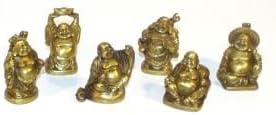 Фигурки на Райския на Буда, 2 инча, Комплект от 6 броя, Бронз