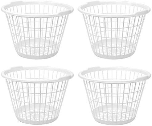 Комплект от 4 Бели Дробове Пластмасови Кошници за бельо Капацитет в един Бушел