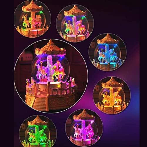 Музикални Подаръци LUVADU Въртяща се Музикална Ковчег с Хрустальным Топка с Цветни Led Крушки и Автоматична Кутия За Бижута във формата