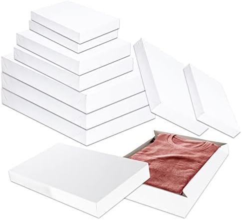 Комплект подарък кутии Crenstone White Едро - 10 опаковки Кутии за тениски с Капаци за опаковане на подаръци по Коледа, Празници, рождени