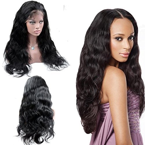 Cupidlovehair Обемна вълна Бразилски Вирджински Косата Реми, Перуки от естествена черна коса 1Б (Дължина на косата 16 , Лейси предния