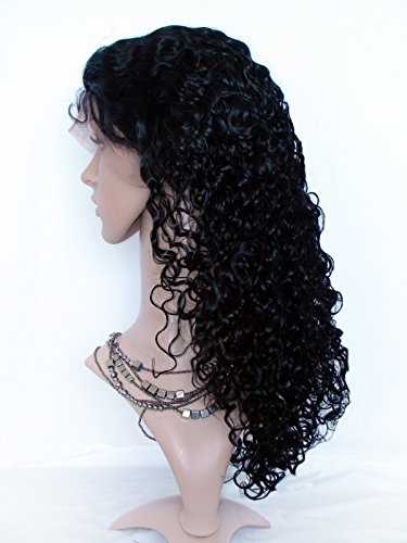 Бесклеевой 24 пълен завързана перука от човешки косъм, черна афро перука, перу Вирджински човешка коса Remy, къдрава цвят 1