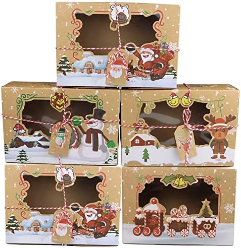 GAONINI 12 Опаковки, Коледни Кутии за бисквити, Кутия за подаръци, 8,6x6x2,7 цолови Подаръчни кутии за бонбони, Хранителни крафт, кутии